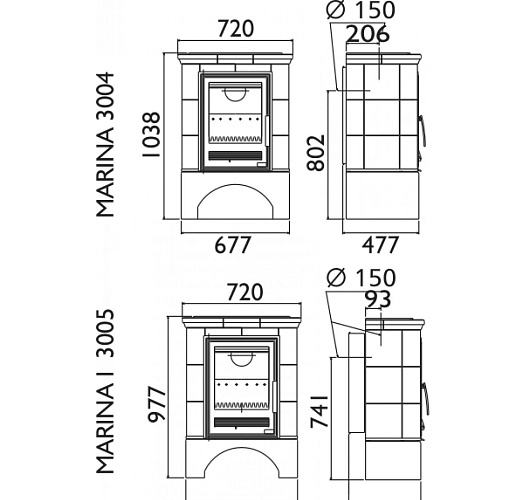 Кафельная печь Marina KP вставка комбо, белый цоколь пикассо, с теплообменником_2 Кафельная печь Marina KP вставка комбо, белый цоколь пикассо, с теплообменником_2