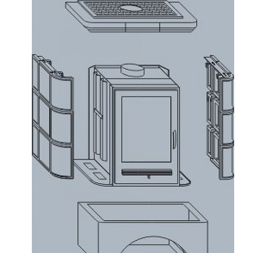 Кафельная печь Marina KP вставка комбо, белый цоколь пикассо, с теплообменником_3 Кафельная печь Marina KP вставка комбо, белый цоколь пикассо, с теплообменником_3