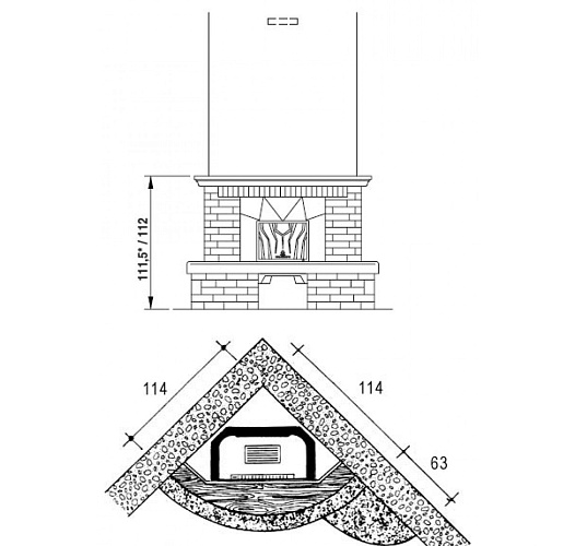 Облицовка CERVINIA dx (Palazzetti)_1 Облицовка CERVINIA dx (Palazzetti)_1